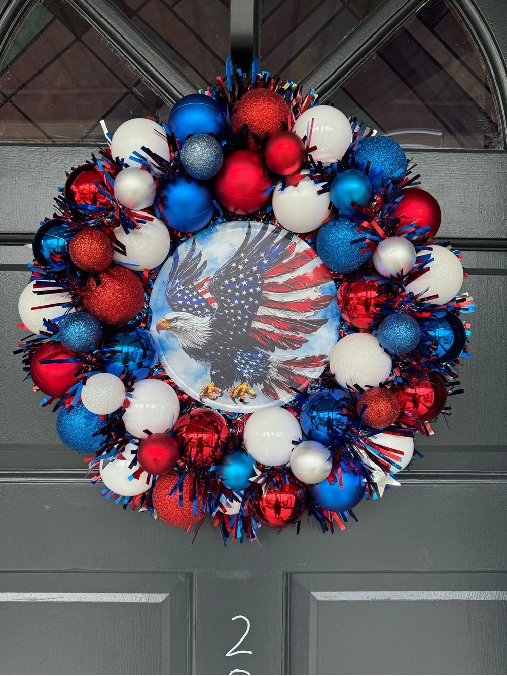Patriotic Eagle Holiday Wreath in Red, White & Blue